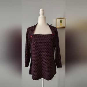 Blouses Women Worthington   3/4Sleeve Square Neck Casual Polyester Spandex XL